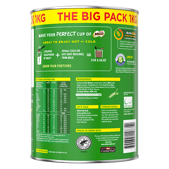 Milo Powder ingredients