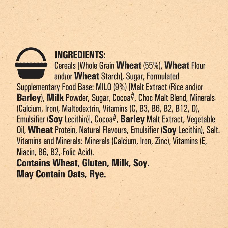 Milo® Cereal 350g - Ingredients List