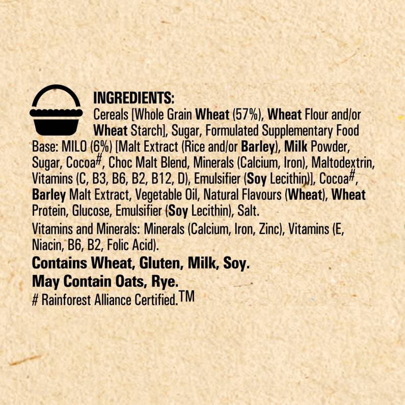 Milo® Duo Cereal 340g - Ingredients List